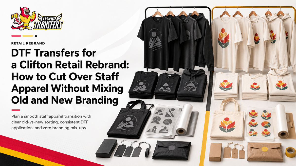 DTF Transfers for a Clifton Retail Rebrand: How to Cut Over Staff Apparel Without Mixing Old and New Branding