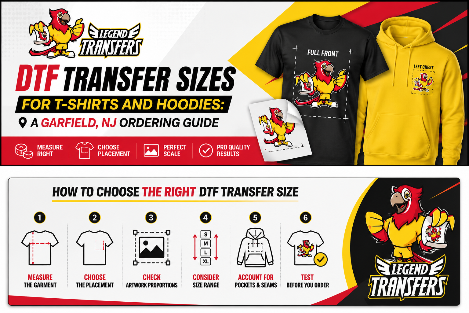 DTF Transfer Sizes for T-Shirts and Hoodies: A Garfield, NJ Ordering Guide
