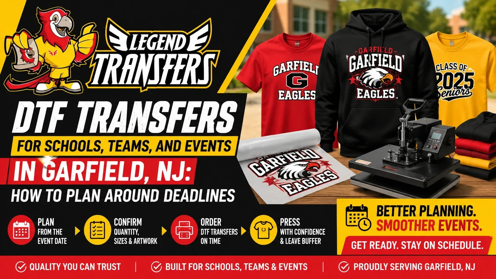 DTF Transfers for Schools, Teams, and Events in Garfield, NJ: How to Plan Around Deadlines
