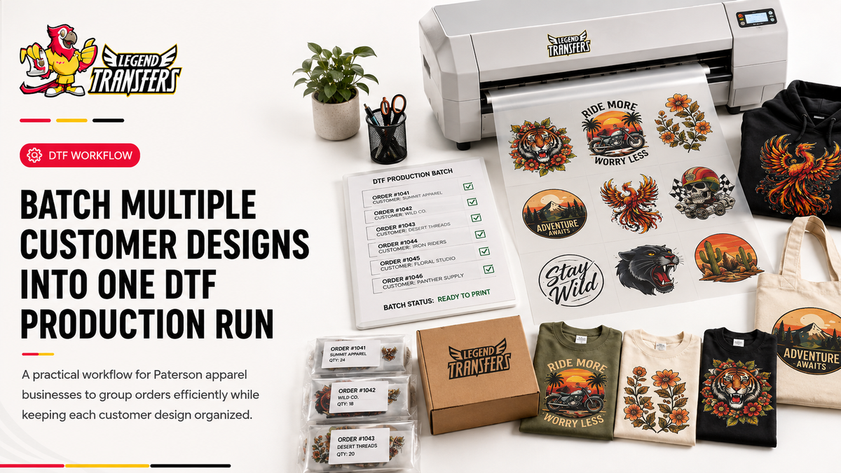 How Paterson Apparel Businesses Can Batch Multiple Customer Designs Into One DTF Production Run