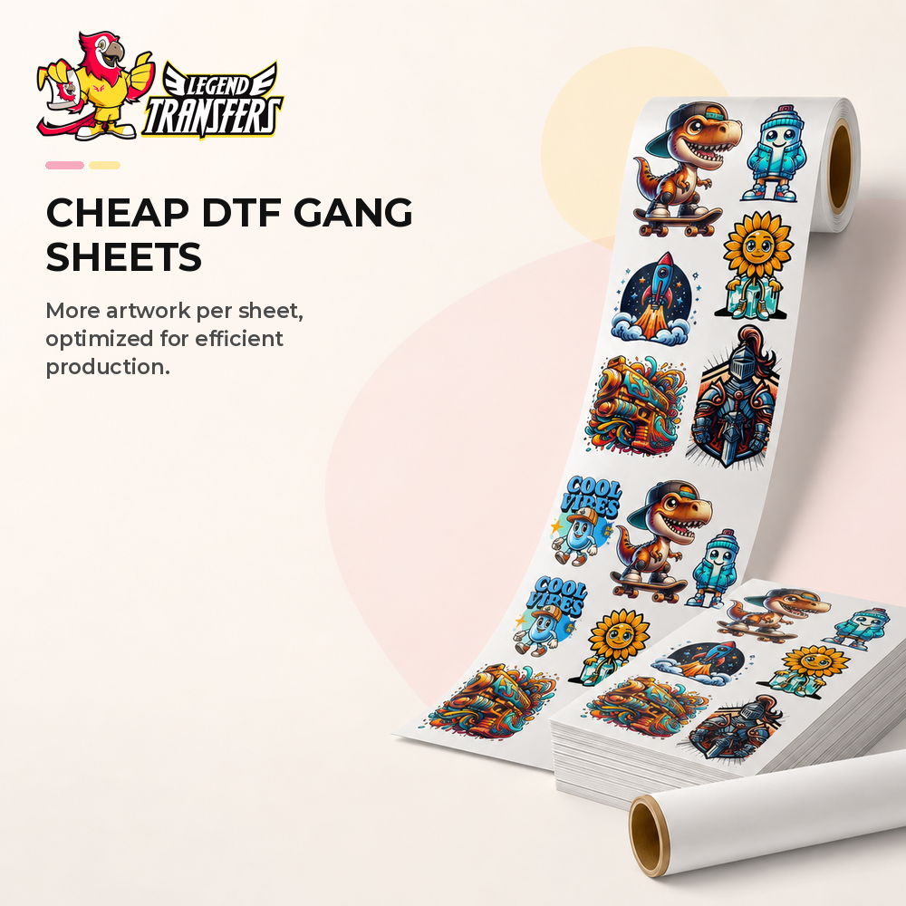 Affordable DTF printing service with colorful custom designs