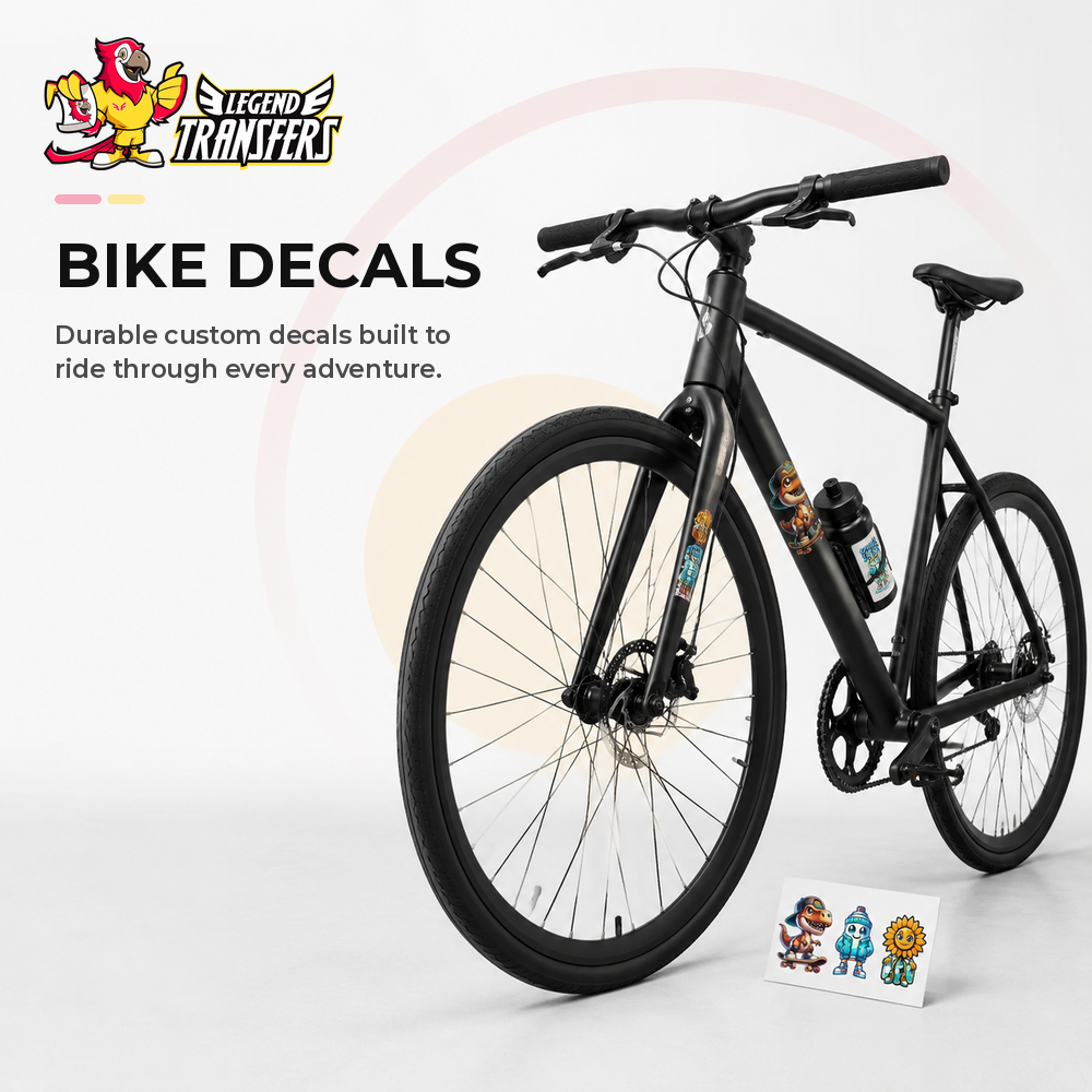 Close-up of a bicycle frame with a vibrant, intricately detailed ethnic and mandala pattern wrap