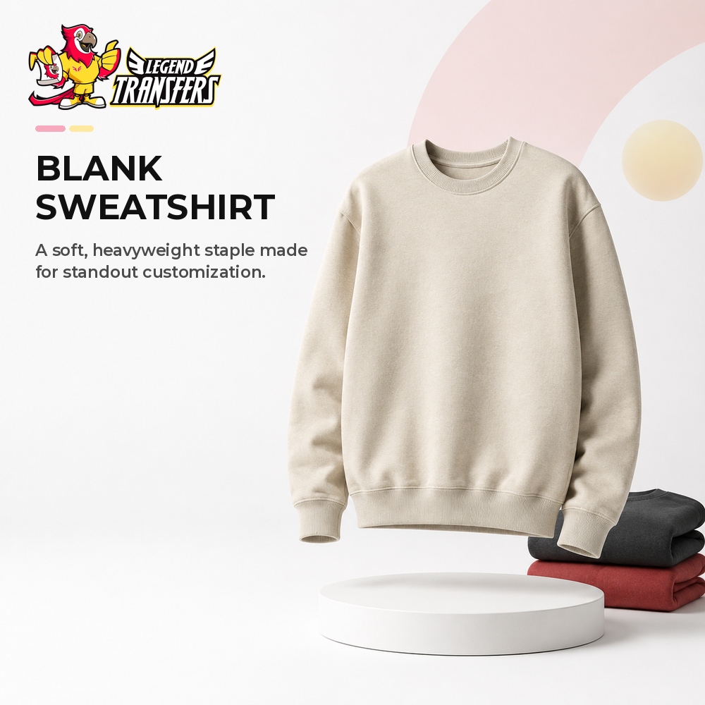 Blank cream crewneck sweatshirt template.